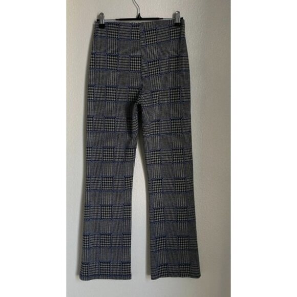 Urban Outfitters XS Plaid Knit Pants Checkered Wide Leg Flare Stretch Trousers - Picture 3 of 5